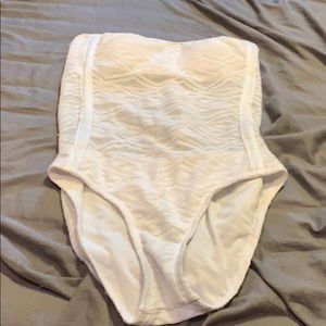 Strapless white swimsuit